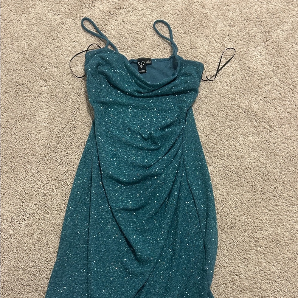 Windsor Teal Sparkle Mini Dress